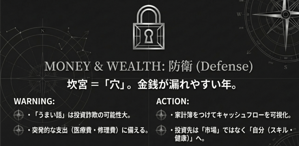 2026年、六白金星は金銭が漏れやすい年。