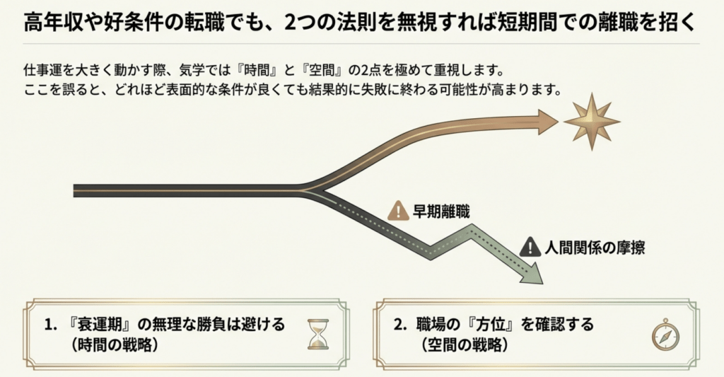 高収入や好条件の転職でも、2つの法則を無視すれば短期間での離職を招く