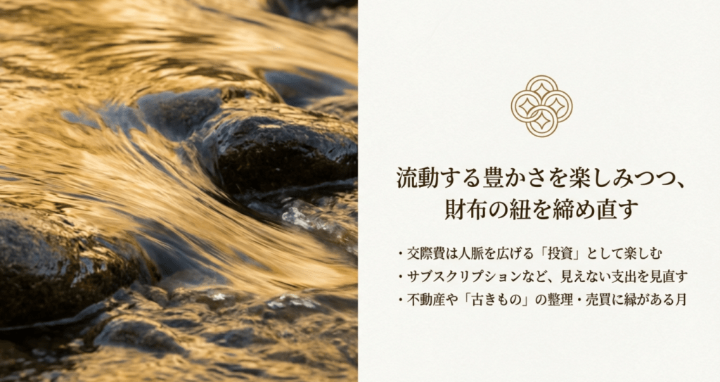 流動する豊かさを楽しみつつ、財布の紐を締め直す。