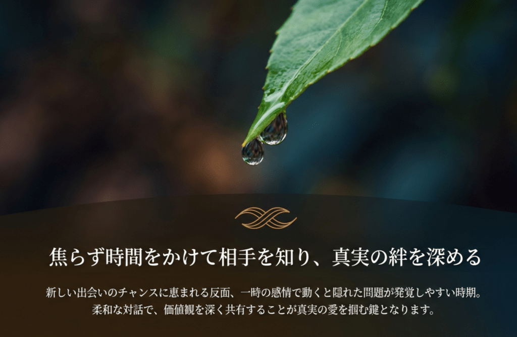 焦らず時間をかけて相手を知り、真実の絆を深める。
